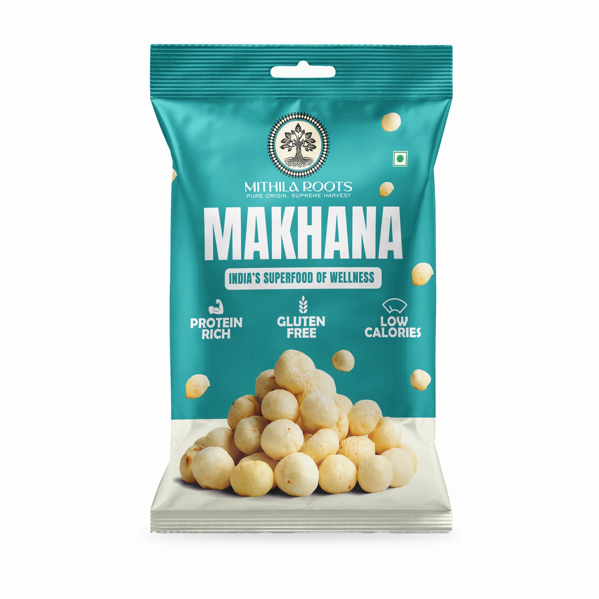 Mithila Roots Classic Premium Makhana | No Added Artificial Flavour | Healthy Snacking & Fasting | High Protein & Fiber | Rich in Calcium | Maintains Weight - 200gm