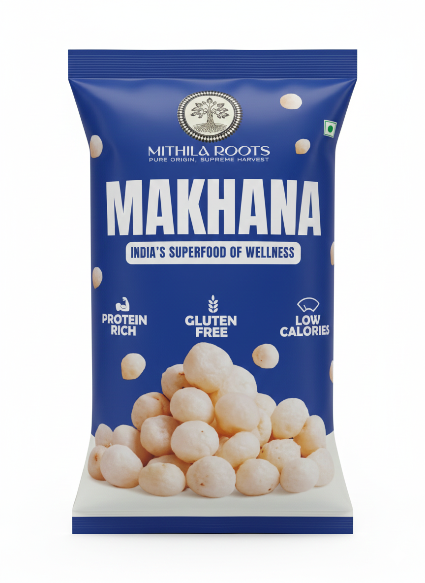Mithila Roots Classic Premium Makhana | No Added Artificial Flavour | Healthy Snacking & Fasting | High Protein & Fiber | Rich in Calcium | Maintains Weight 100g