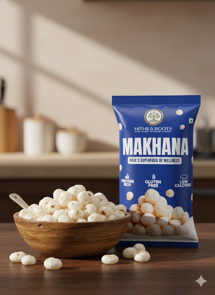 Mithila Roots Classic Premium Makhana | No Added Artificial Flavour | Healthy Snacking & Fasting | High Protein & Fiber | Rich in Calcium | Maintains Weight 100g