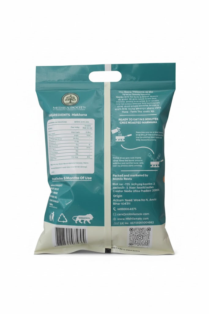 Mithila Roots Classic Premium Makhana | No Added Artificial Flavour | Healthy Snacking & Fasting | High Protein & Fiber | Rich in Calcium | Maintains Weight - 200gm